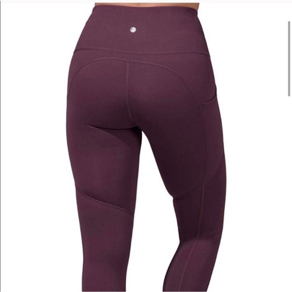 🔥 Yogalicious Lux NWT Dark Cherry Full Length Leggings 1X Pockets - Picture 6 of 12